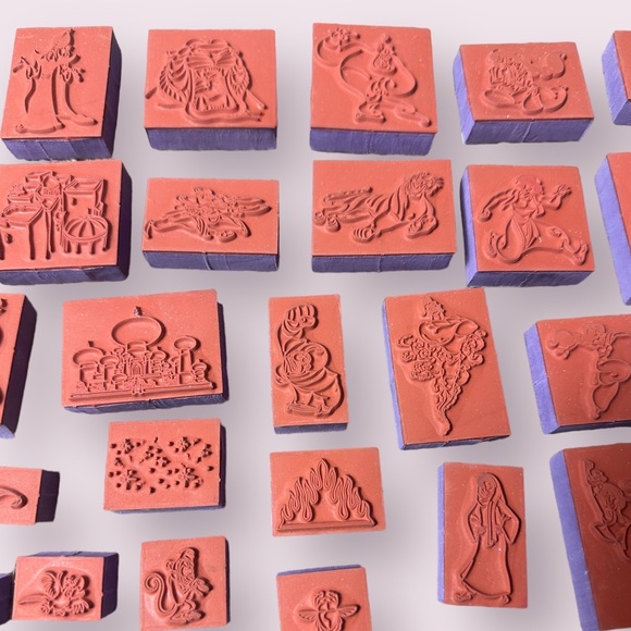 Large Set Of 34 Disney Aladdin Rubber Stamps Jasmine Jafar The Genie Rajah - Picture 13 of 15